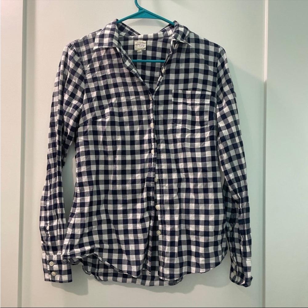 J.Crew Navy and White Checkered Shirt